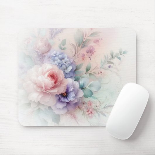 Elegant Watercolour Aquarell Flowers Trendy Muismat (Met muis)