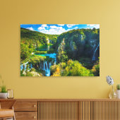 Elegant waterfall schilderachtig, Kroatië Canvas Afdruk (Insitu (Woonkamer))
