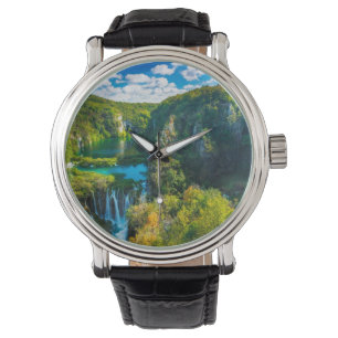 Elegant waterfall schilderachtig, Kroatië Horloge