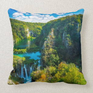 Elegant waterfall schilderachtig, Kroatië Kussen