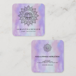 Elegant Waterkleur Lotus Bloem Logo Yoga Bedrijf Vierkante Visitekaartje