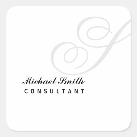 Elegant Watermark Monogram Vierkante Sticker (Voorkant)