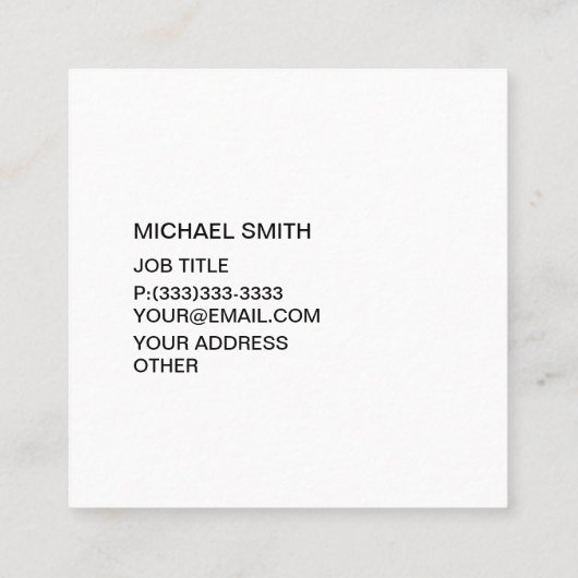 Elegant Watermark Monogram Vierkante Visitekaartje (Achterkant)