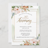 Elegant Waterverf 50ste Jubileum voor bruiloft Kaart (Voorkant)