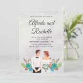 Elegant Waterverf aangepaste bruiloft Kaart (Staand voorkant)