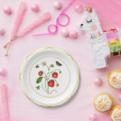 Elegant waterverf aardbei botanisch papieren bordje (Feest)