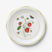 Elegant waterverf aardbei botanisch papieren bordje (Voorkant)