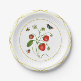 Elegant waterverf aardbei botanisch papieren bordje