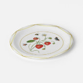 Elegant waterverf aardbei botanisch papieren bordje (Gekanteld)