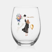 Elegant Waterverf Afstuderen Meisje Wijnglas Zonder Voet (Voorkant)