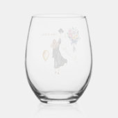 Elegant Waterverf Afstuderen Meisje Wijnglas Zonder Voet (Achterkant)