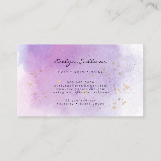 elegant waterverf agate design visitekaartje (Achterkant)