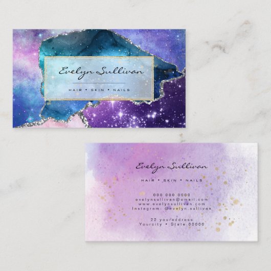 elegant waterverf agate design visitekaartje (Voorkant / Achterkant)