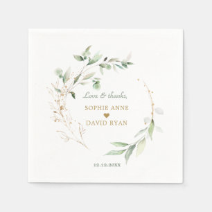 Elegant Waterverf Airy Leaves Gold Wedding Servet