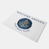Elegant Waterverf Anchor Nautical Name Navy Blue Deurmat (Schuin)