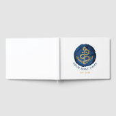 Elegant Waterverf Anchor Nautical Name Navy Blue Gastenboek (Volledig)