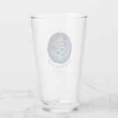 Elegant Waterverf Anchor Nautical Name Navy Blue Glas (Achterkant)
