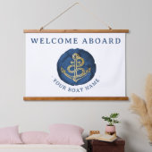 Elegant Waterverf Anchor Nautical Name Navy Blue Hangend Wandkleed (Slaapkamer)