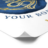 Elegant Waterverf Anchor Nautical Name Navy Blue Poster (Hoek)