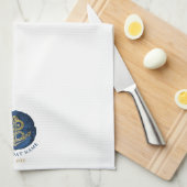 Elegant Waterverf Anchor Nautical Name Navy Blue Theedoek (Quarter Fold)