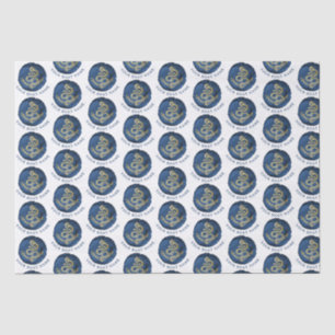 Elegant Waterverf Anchor Nautical Name Navy Blue Tissuepapier