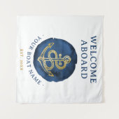 Elegant Waterverf Anchor Nautical Name Navy Blue Wandkleed (Voorkant (horizontaal))