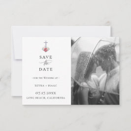 Elegant Waterverf Anchor Photo Save the Date Aankondiging