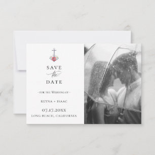 Elegant Waterverf Anchor Photo Save the Date Aankondiging