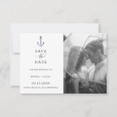 Elegant Waterverf Anchor Photo Save the Date Aankondiging (Voorkant)