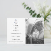 Elegant Waterverf Anchor Photo Save the Date Aankondiging (Staand voorkant)