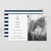 Elegant Waterverf Anchor Photo Save the Date Aankondiging (Voorkant / Achterkant)