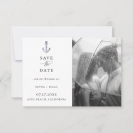 Elegant Waterverf Anchor Photo Save the Date Aankondiging