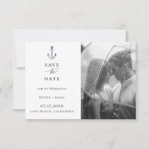 Elegant Waterverf Anchor Photo Save the Date Aankondiging