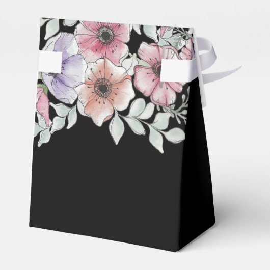 Elegant Waterverf Anemone Flowers Weddenschap voor Bedankdoosjes (Achterkant)