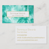 Elegant Waterverf Aqua Blue Gold Professional Visitekaartje (Voorkant / Achterkant)