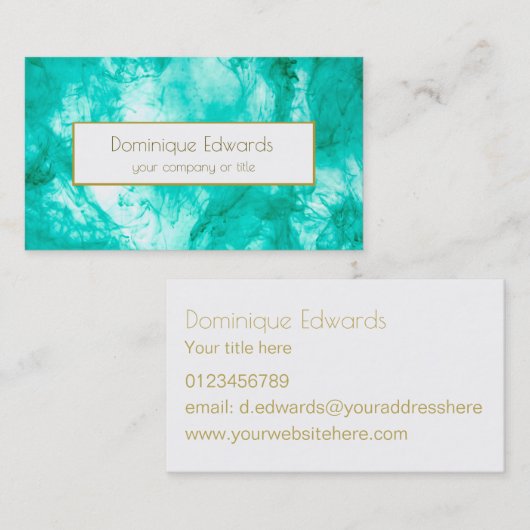 Elegant Waterverf Aqua Blue Gold Professional Visitekaartje (Voorkant / Achterkant)