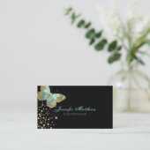 Elegant Waterverf Aqua & Gold Glitter Butterfly Visitekaartje (Staand voorkant)