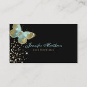 Elegant Waterverf Aqua & Gold Glitter Butterfly Visitekaartje (Voorkant)