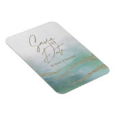 Elegant Waterverf Aqua Ocean & Gold Save the Date Magneet (Rechterzijde)