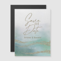 Elegant Waterverf Aqua Ocean & Gold Save the Date