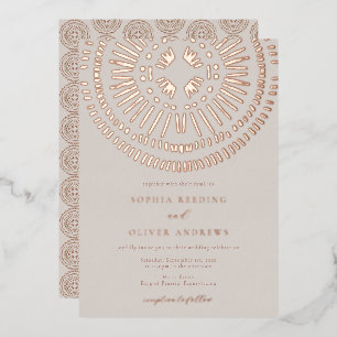 Elegant Waterverf Art Deco Tropical Wedding Folie Uitnodiging