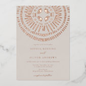 Elegant Waterverf Art Deco Tropical Wedding Folie Uitnodiging (Voorkant)