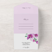 Elegant Waterverf Art Flowers in Violet All In One Uitnodiging (Buitenkant)