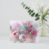 Elegant Waterverf Art Moderne Rozen Flowers Floral Briefkaart (Staand voorkant)