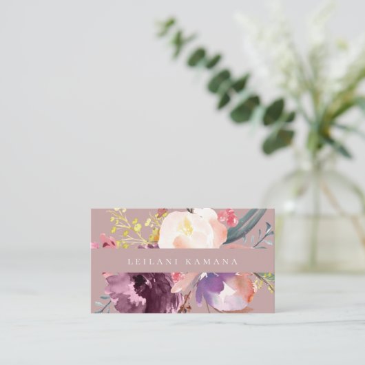 Elegant Waterverf Artsy Floral Visitekaartje (Staand voorkant)