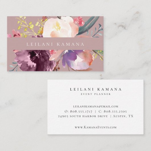 Elegant Waterverf Artsy Floral Visitekaartje (Voorkant / Achterkant)