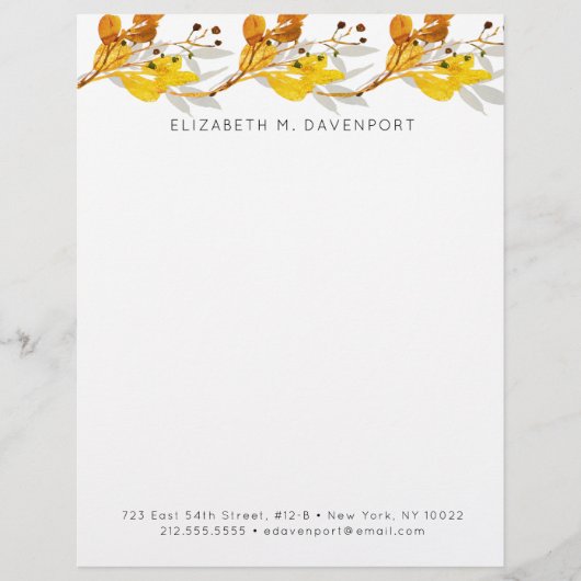 Elegant Waterverf Autumn Foliage Letterhead Briefhoofd (Voorkant)