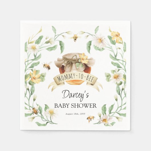 Elegant Waterverf Baby shower van mammie-naar-bije Servet (Voorkant)