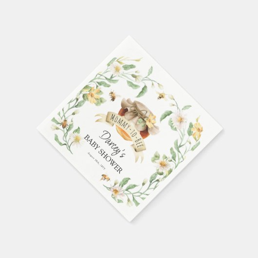 Elegant Waterverf Baby shower van mammie-naar-bije Servet (Hoek)