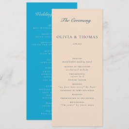 Elegant Waterverf Beach Blue Wave Classic Weddensc Programmakaart